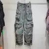 Damesjeans Hoge taille los meerdere zakken Camouflage Graffiti Cargo Cool Denim Pants 2024 Autumn Fashion 29L5008