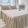 Saia de cama de linho pura linho natural Single/Queen/King Size Casamento Brufles