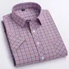 Camisas xadrez xadrez de manga curta para homem algodão Inglaterra clássico clássico de verão Classificador de moda Camisas casuais 240410