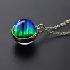 Northern Lights Glass Ball Pendant Collier Luminal Glow dans Dark Jewelry Astronomy Gift