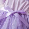 Mädchenkleider 2024 Neues Sommer Tüll Tutu Solides Kleid für 2-6 Jahre Kinder Kinder Kleinkind Girls Prinzessin Kleid fliegende Ärmel gepunktete Mesh Kleider