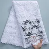 SJD Lace Witte Guipure Cord Lace Fabric met pailletten 2024 Hoogwaardige kanten materiaal bruids voor Nigeriaanse trouwjurk A3036 240326