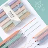 6 PCs/Ste Double Tipp Highlighter Stifte Kawaii Süßigkeiten Farbe Manga Marker Pastellgel Set Stationery Journal Supplies