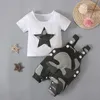 0-3Y Baby Boys Clothes Set Star Top+Camouflage Printed Overall Summer Clothes Pass Kids Toddler Costume 2st Nyfödda kläder