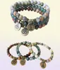 MG0672 Picasso Jasper Ohm Bracelet Natural Crzay Agate Mala Beads Bracelet New Design Moss Agate Lotus Charm Bracelet4872616