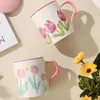 Mokken Cup Ins High Beauty Tulip Ceramic met deksel als verjaardagscadeau voor vrienden van vrienden lerarendag