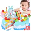 Simulação de brinquedo infantil Modelo de bolo de aniversário diy cozinha finge brincar de corte de frutas para crianças adolescentes 240407