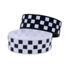 1 PC Racing Checkered Flag Silicone Rubber Bracelet 1 Inch Wide Sport Bangle