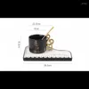 Mugs 200ml European Ceramic Coffee Cup Saucer Piano Black And White Key Mug Home Latte Delicate Breakfast Milk Oatmeal