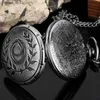 Карманные часы Antique Black Leaf Pattern Display Games Design Vintage Mens Mens Steampunk Fob Women Wome с 80 см/30 см цепью Y240410