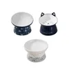 Ceramic Elevated Cat Feeder Bowl Dish Simple Cleaning Stable Base for Dry Wet Food Smooth Surface Accessories Anti Slip Stylish