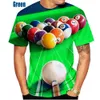 2024 Neues 3D-bedrucktes T-Shirt-Pool-Bälle Billard gedruckte Männer Frauen Hemd Casual Hemd lustige T-Shirts O-Neck Tops