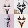 Sexig goth bikini 2023 Kvinnliga bokstäver skalle tryck baddräkt delad baddräkt med hög midja gotiska bikinis set strandkläder