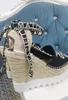 2024 Gaia 플랫폼 Espadrilles Stella McCartney Sandals 8cm 증가하는 패션 웨지 데님 여름 신발 여성 캔버스 샌들 짚 하이힐 펌프 레이스 업 운동화