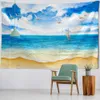 wall Tapestries Ocean tapestry oil painting hanging retro wave art decoration hanging cloth living room bedroom office wall decoration R0411