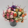 Kwiaty dekoracyjne kreatywne 21 róży diamentowej rośliny jesienne bukiet miękki jedwabny ręczny ręczny fake kwiat wielokolorowy dekoracje urodzinowe