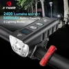 Lâmpadas de bicicleta de bicicleta de luz frontal x-tiger lanternas LED recarregáveis USB 2400 lúmens 6400 mAh faróis de bicicleta de montanha ao ar livre