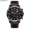 Montre-bracelets Crrju Watch Match Quartz Horloge en caoutchouc Chronographe Chronographe Affichage étanche Affichage Luminal Relogio Masculino