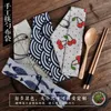 Förvaringspåsar Portable Table Boar Bag Japanese Printing Återanvändbar dryck Straw Chopstick Cutlery Pouch Drawstring for Spoon Fork