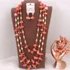 Necklace Earrings Set Dudo African Jewellery Sets For Women 2024 Nature Coral Crystal Beads Long Design