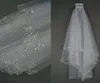 Imagem real Véils de noiva com contas brilhantes com strass Edge de comprimento curto Tulle Wedding Véil7888242