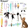 1PC Interactive Cat Feather jouet avec cloche Cat Teaser Stick Remplacement False Insecte Bird Training Training Kitten ACCESSOIRES