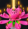 Birthday Cake Music Candles Rotating Lotus Flower Christmas Festival Decorative Music Wedding Party Decorat qylXyV3701948