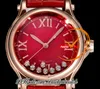 Happy Sport Flutuante Diamond 275378 A2892 Mulheres automáticas assistir JBLF 33 Caixa de ouro rosa embrulhada Red Dial Red Croc Strap Super Edition Ladies Watches Puretime Reloj Ptcp