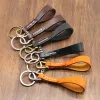 Vintage Horseshoe Handmade Leather Cowhide Rope Keychain Metal Key Chains Men or Women Key Holder Key Cover Auto Keyring Gifts