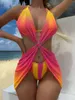 Swimwear femminile 2024 Sexy Gradient Color Tre pezzi Bikini Set Swimsuit for Women Mesh Grive Ballineing da bagno Summer Beach Wear Swimming