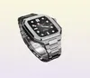 Luksusowy zestaw paska ze stali nierdzewnej do modyfikacji opaski Apple Watch 45 mm 44 mm 41 mm metalowy zestaw modowy dla IWatch Series 7 6 SE 5 4 7926216