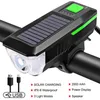 3 Modes Bike Light Front Flashlight with Solar Horn Bicycle Mtb Waterproof Rechargeable Lamp T6 LED Night Cycling Accessories