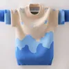 Korean Knitted Sweater for Kids Boys Winter Fall Teenage Star Warm Knitwear Baby Blue O-neck Bottoming Clothes 6 8 12 16 Years