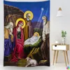 Natività Scena Arazzo Gesù Manger Mager Wall Hanging Angel Easter Christmas Wall Decor Christ Tapestries Room Decoraoo