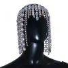 Stonefans Glitter Rhinestone Long Fringed Capella con frange Leva per cappello Stage Performance for Women Weadpiece Head Wig Chain Catena