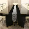 Table noire coureuse aire-t-oreiller luxueuse serviette en strass modernes coureuse de table de table de table douce de mariage à la maison douce décor