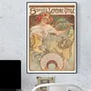 Vintage Alphonse Mucha Artwork Posters Wall Art Canvas schilderen Retro -posters en printwandfoto voor woonkamer decoratie