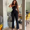 One Shoulder Chain Hollowed Out Jumpsuit Micro Raked Tight All-in-one Pants Buttock Lifting Wide Withdrawal Jumpsuit Leggings