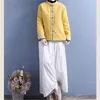 Trench Cods Coats Chinese Chinese Broidered Cotton Linen Shirt Mandted Coat 2024 Spring Automne Loose Retro Button Hanfu Veste K611