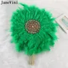 Janevini afrikanische Türkei Feder Handfan Vintage Hochzeit Brautjungfern Bride Fans großartiger Gatsby Dance Fan Purple Blumensträuße