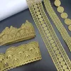 5 jardów Wysokiej jakości ładne złote koronkowe wykończenie koronkowe tkaniny DIY odzież Akcesoria spódnica wycięte haft haftowe koronkowe wykończenie