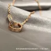 Designer Charm Carter Hoge Versie V Goud Kwaliteit Dubbele ring Diamant ketting met in elkaar grijpende licht Luxe Internet Red Collar Chain