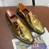 Casual Shoes Gold Loafers For Men Breathable Slip-On Spring Autumn Handmade Chaussure Classique Pour Homme