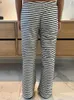 Pantalones de mujeres al estilo cronstyle flojo mosaico casual de rayas a rayas