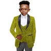 Paisley 3 pièces Kids Wedding Cost Boys Ring Tuxedo Mariage Party Kids Blazer Vest and Pantal