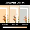 Makeup Mirror Smart Bathroom Mirror with Led Lights Lighted HD Square Desk Dressing Circle Mirror with 3 Color Dimmable Lighting