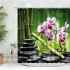 Rideaux de douche orchidées zen en pierre de rideau ensembles ensembles phalaenopsis fleur floral spa tissu mural décor de salle de bain tissu polyester tissu