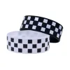 1 PC Racing Checkered Flag Silicone Rubber Bracelet 1 Inch Wide Sport Bangle