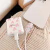 Pink Love Heart Soft TPU Dustroproping Bice Cord Cordon USB Câble Câble de charge Clai de casse-coqueur Protecteur pour Apple iPhone 18 / 20W
