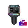 Carregador de carro 25w carregador USB tipo C Fast Charger qc3.0 Car Bluetooth 5.0 FM Transmissor Handsfree Car Kit Mp3 Player Suporte